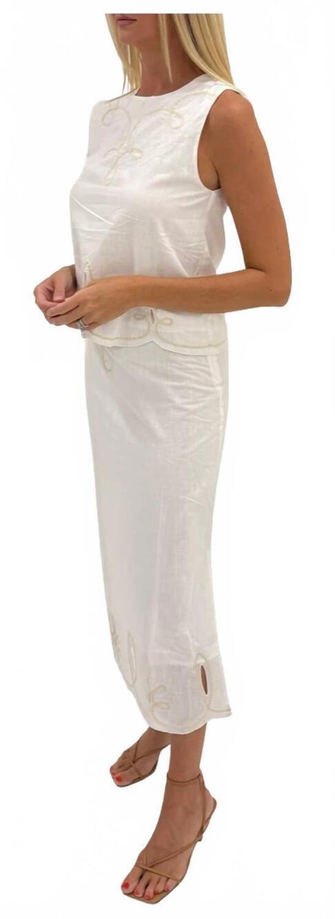 NEW ANNA CATE dillon midi skirt in ivory embroidery